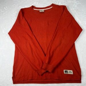 Russell Athletic Pro Cotton Long Sleeve Shirt Mens Large Orange Vintage Style
